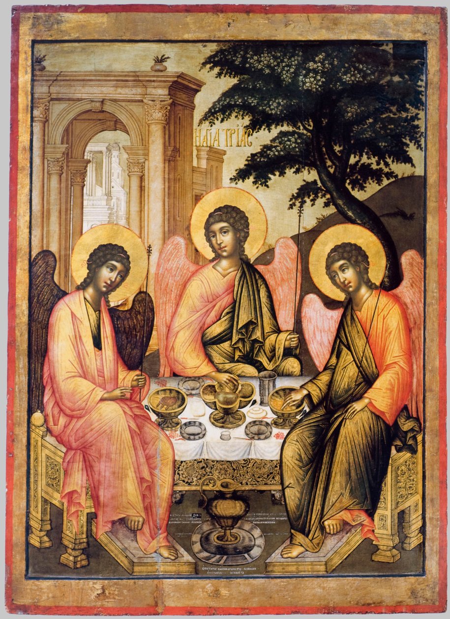 Eski Ahit Trinity, 1671 (ahşap üzerine tempera) by Simon Ushakov