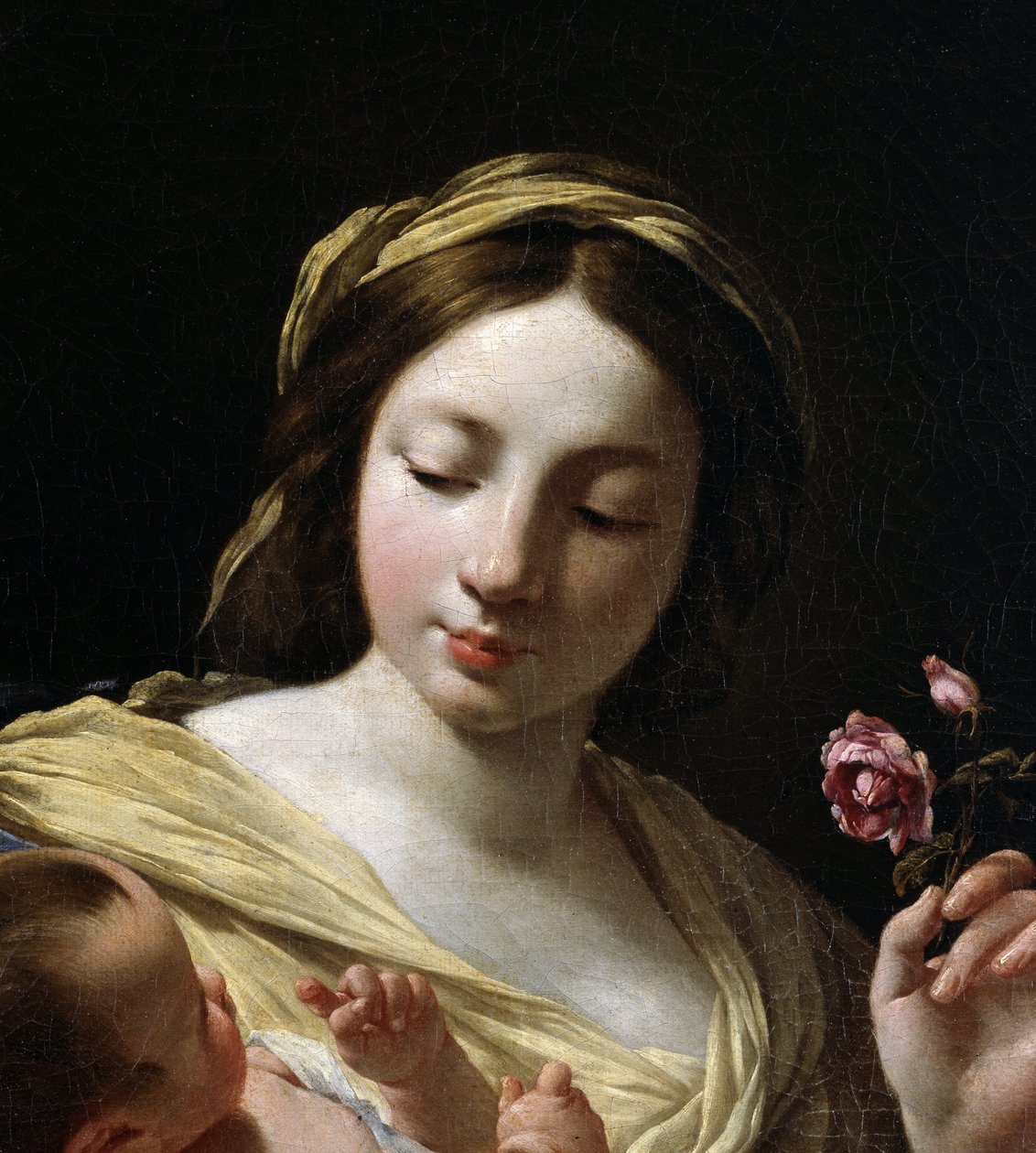 “Bakire ve Çocuk İsa” detayı (tuval üzerine yağlı boya) by Simon Vouet