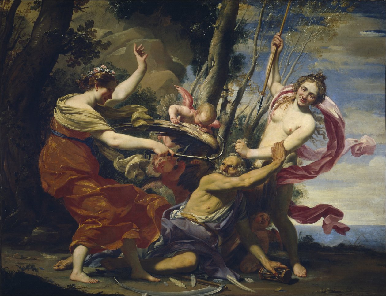 Aşk, Umut ve Güzellik Tarafından Yenilen Zaman Baba, 1627 by Simon Vouet
