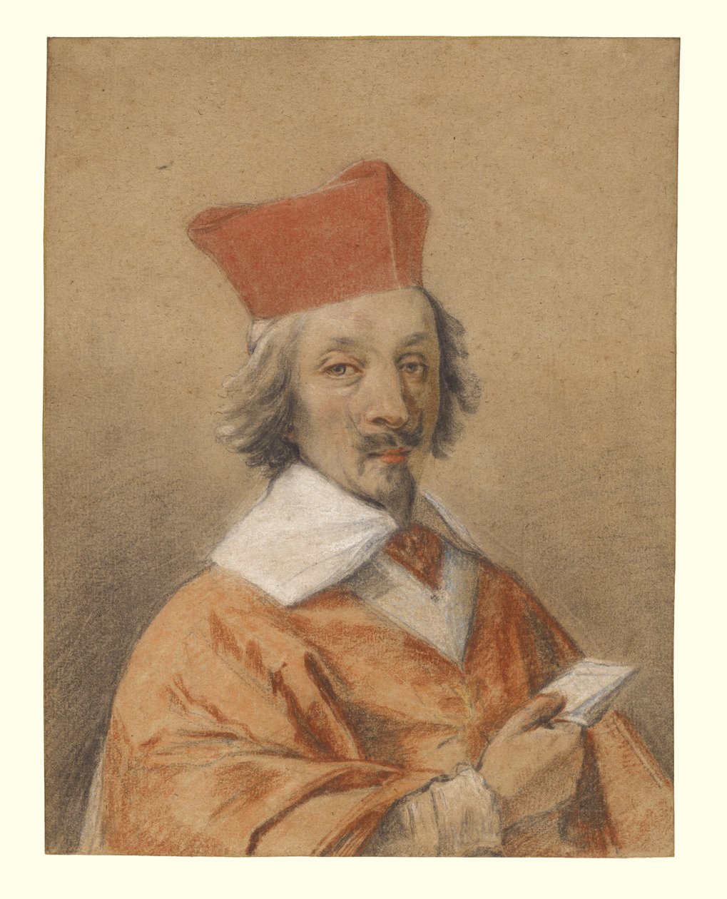 Armand-Jean du Plessis'in portresi, Cardinal de Richelieu, c.1632-34 (kağıt üzerinde tebeşir) by Simon Vouet