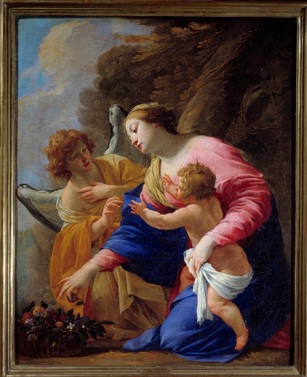 Bakire ve Melek Tablosu, Simon Vouet (1590-1649) 1641 Güneş. 0,77x0,62 m Caen Güzel Sanatlar Müzesi by Simon Vouet