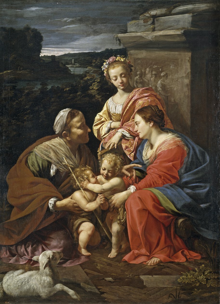 Çocukken Vaftizci Yahya ile Bakire ve Çocuk, Aziz Elizabeth ve Aziz Catherine - Vouet, Simon (1590-1649) - 1625-1626 - Tuval üzerine yağlı boya - 182x130 - Prado Müzesi, Madrid by Simon Vouet