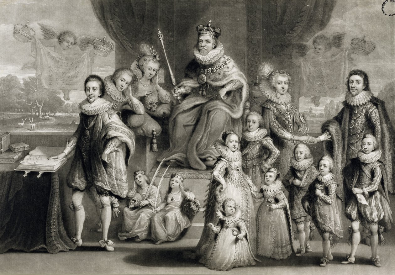 Charles Turner (1773-1857), 1814 tarafından oyulmuş, Bohemya Kralının Ailesi ile birlikte Majesteleri I. by Simon de Passe