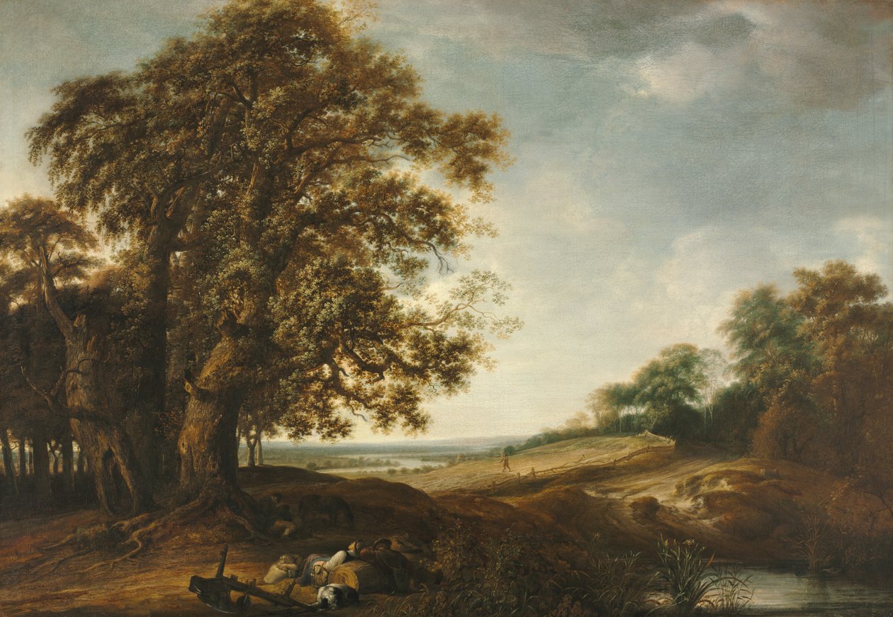Tarlalar Yakınında Uyuyan Köylüler Yabani Otlar benzetmesi, 1650-1653. by Simon de Vlieger
