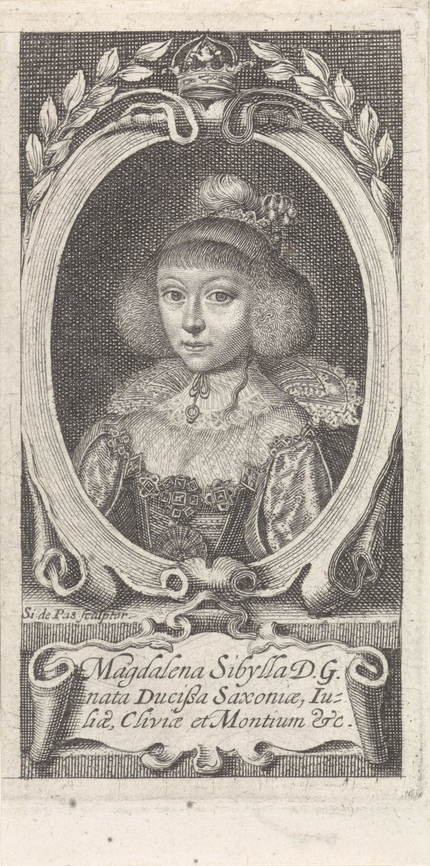 Saksonya Prensesi Magdalene Sibylle 1617-1668, Saxe-Altenburg Düşesi, c. 1647-1648. by Simon van de Passe