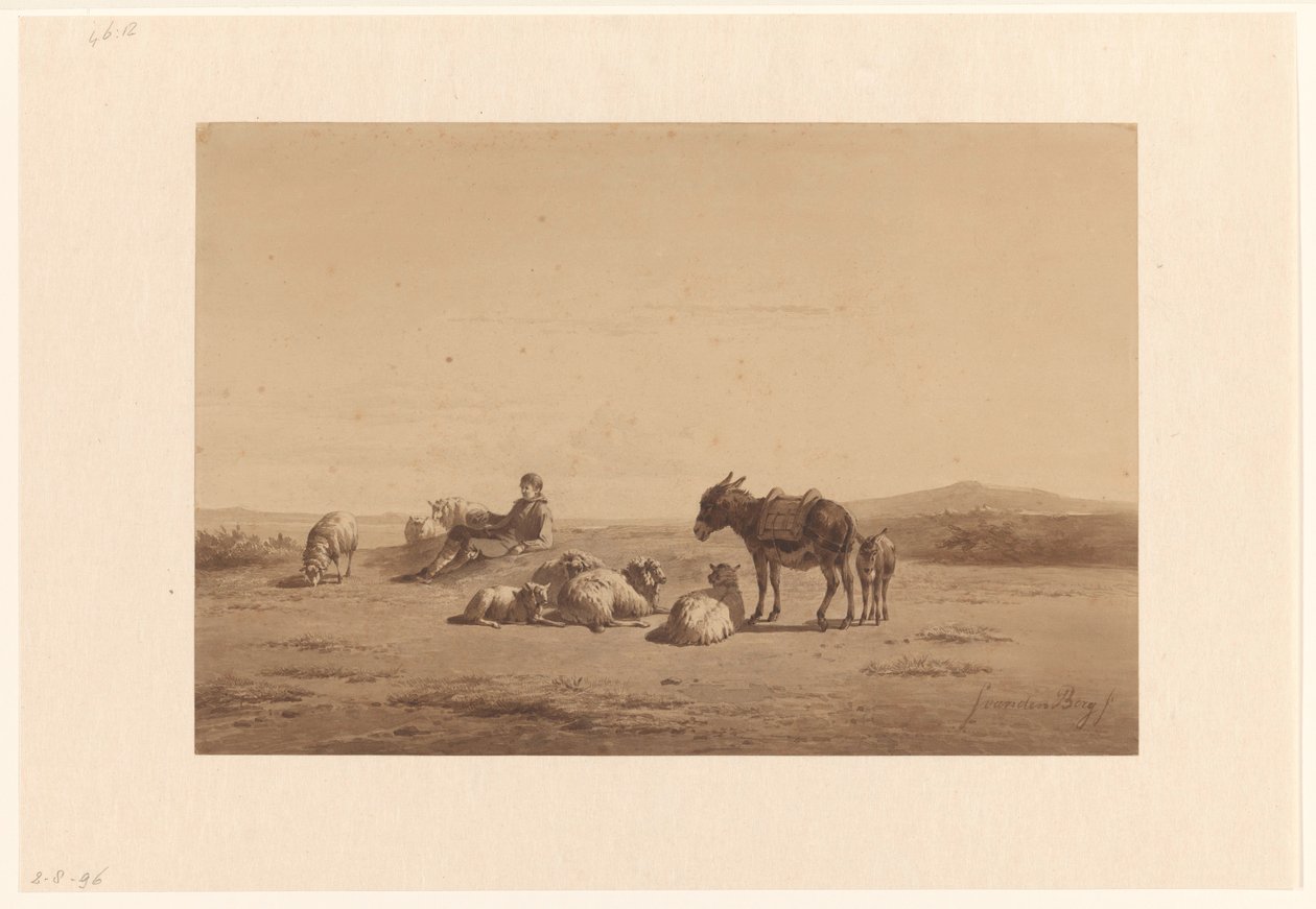 Eşek ile dinlenme çoban by Simon van den Berg