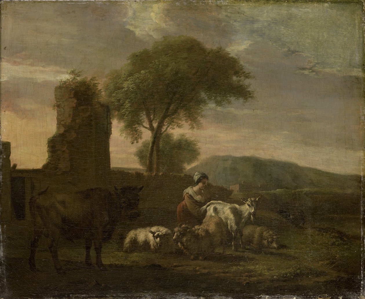Çoban ve Sürülerle İtalyan Manzarası by Simon van der Does