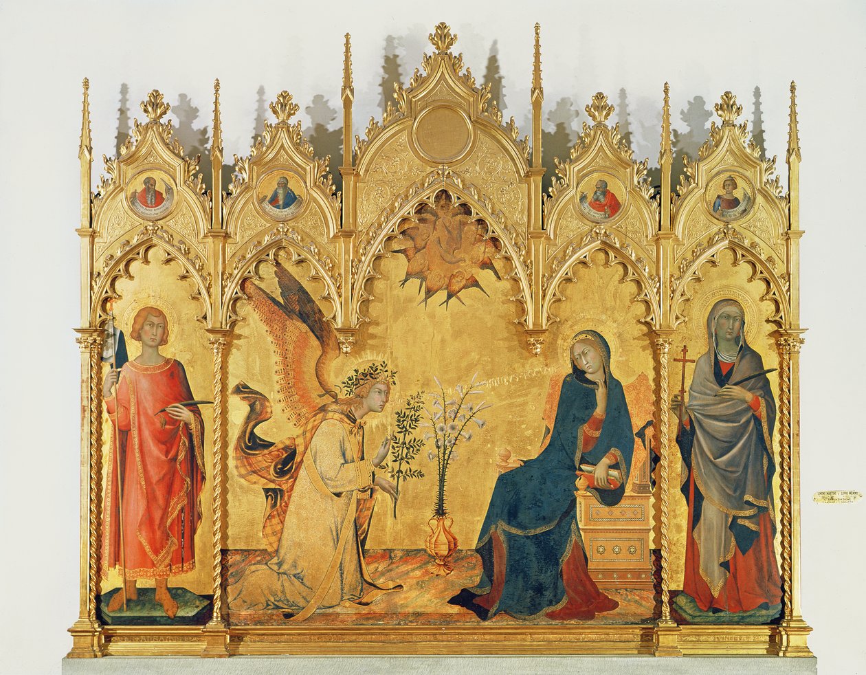 The Annunciation with two saints and four prophets, 1333 (tempera on panel) by Simone Martini