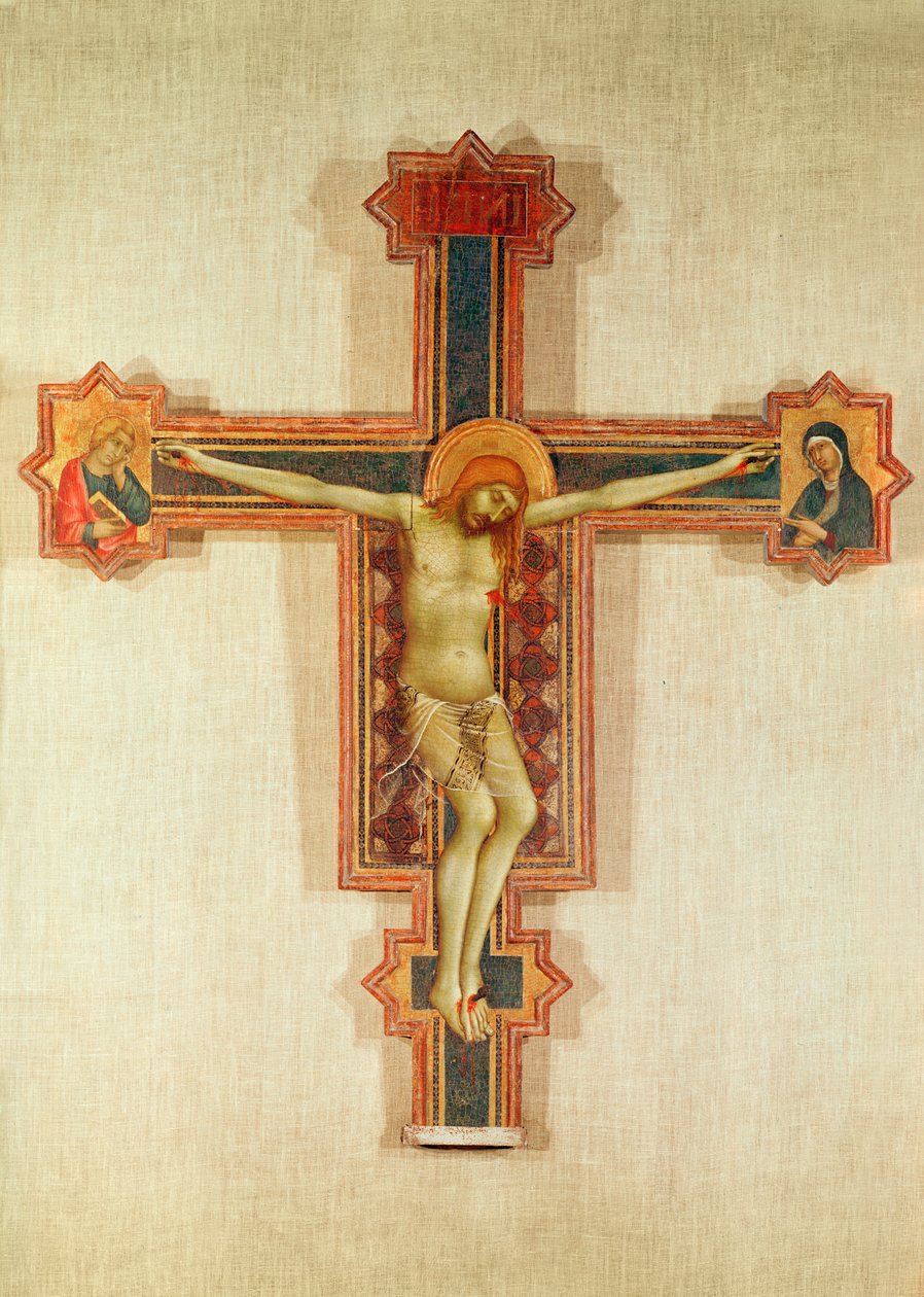 Bakire ve Aziz John ile Haç, c.1321-25 (ahşap üzerine tempera) by Simone Martini