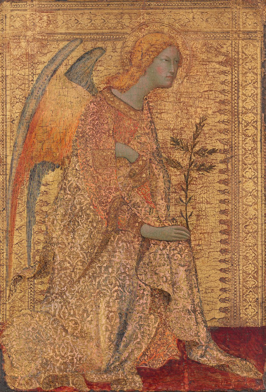 Müjde Meleği, c.1333 (panelde mizaç) by Simone Martini
