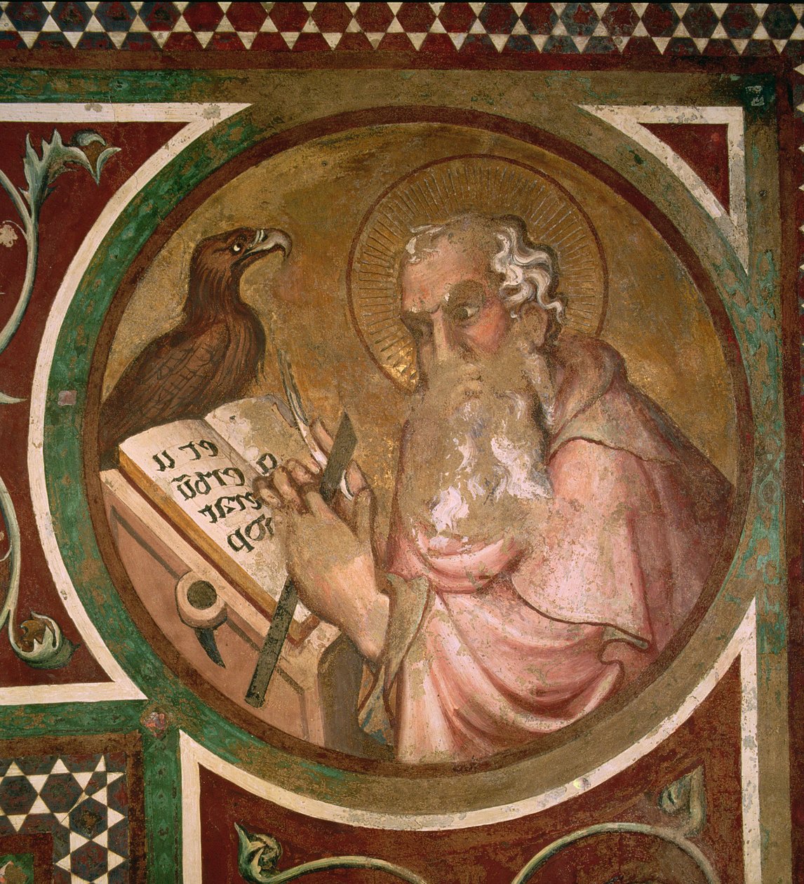 Maesta: Aziz John the Evangelist, çerçeveden detay, 1315 (51591 detayı) by Simone Martini