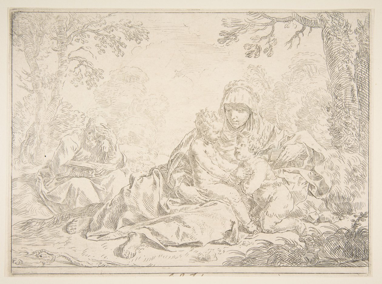 Vaftizci Yahya ile Kutsal Aile, ca. 1637-1640. by Simone Cantarini