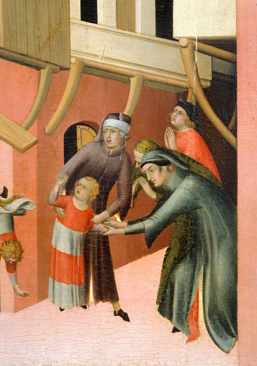 Kutsanmış Agostino Novello ve hayatının hikayeleri başlıklı sunak, Simone Martini (1283-1344), tuval üzerine yağlı boya, 200x256 cm, detay, yaklaşık 1330 by Simone Martini