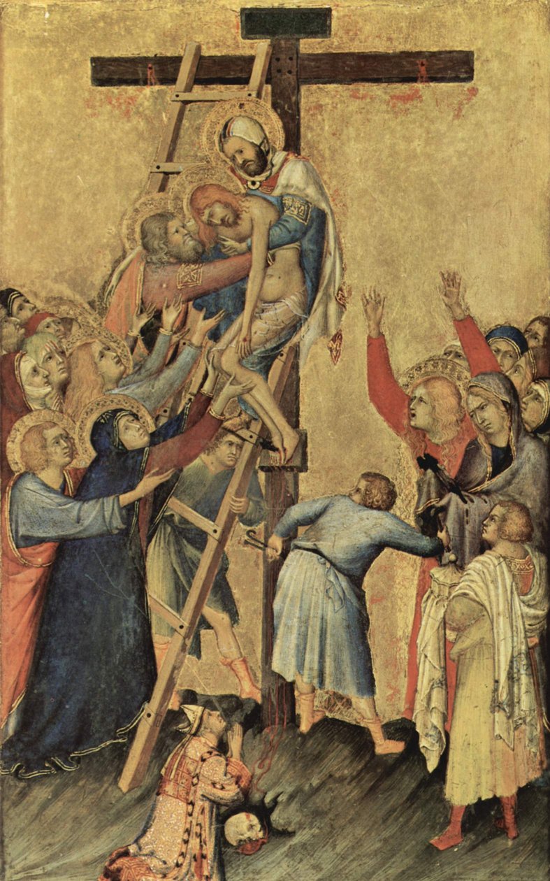 Felemenkçe: Kruisafneming Orsini Sunağı, Sahne: Çarmıhtan iniş by Simone Martini