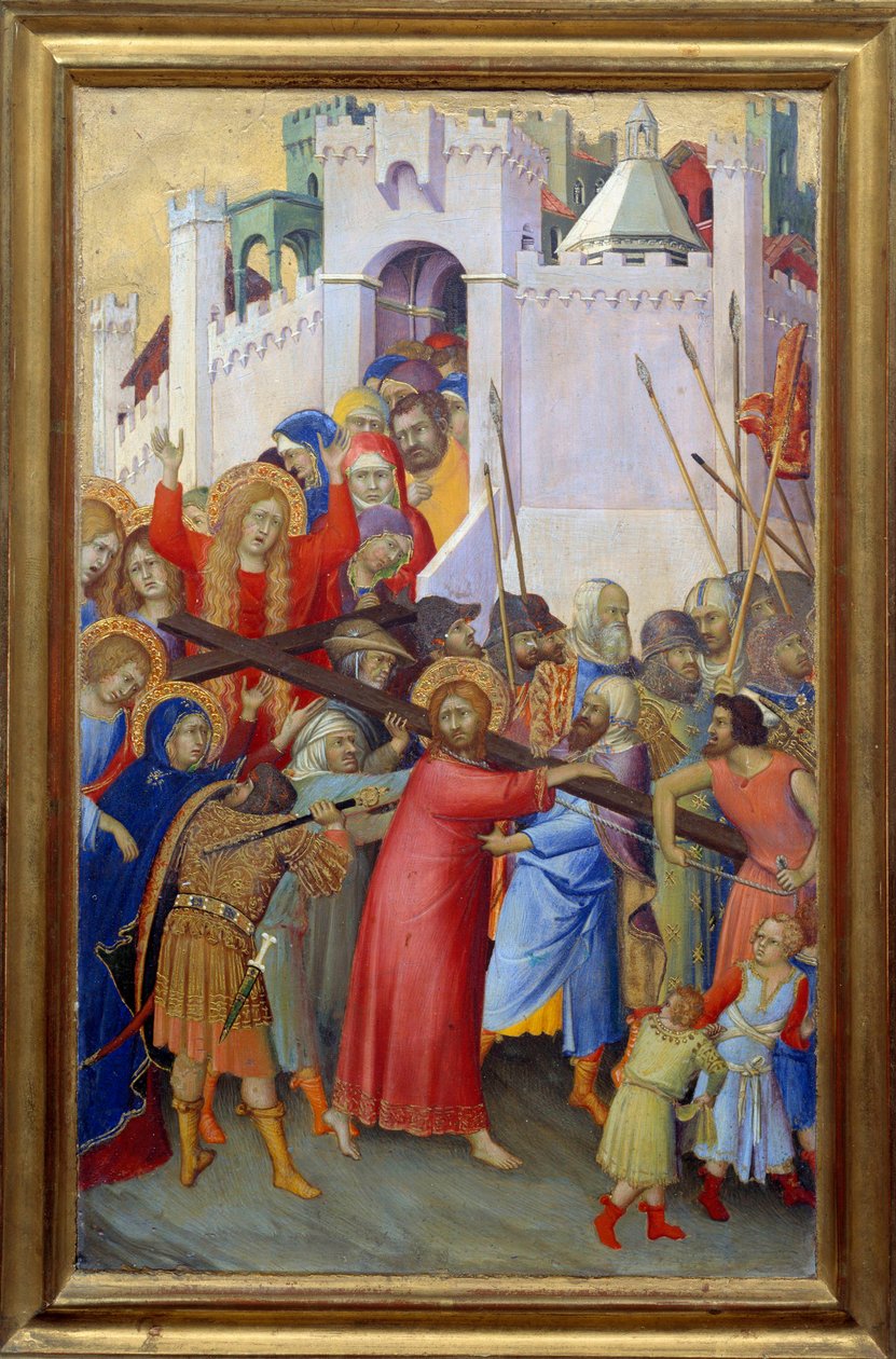 Le portement de croix Ahşap üzerine boyama Simone Martini (yaklaşık 1284-1344) Dim. 0,3x0,2 m - Haç Taşıma. Simone Martini tarafından ahşap üzerine boyama (1284-1344 dolaylarında). 0,3 x 0,2 m. Louvre Müzesi, Paris by Simone Martini