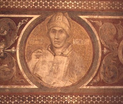 Maesta: St. Augustine, çerçeveden detay by Simone Martini