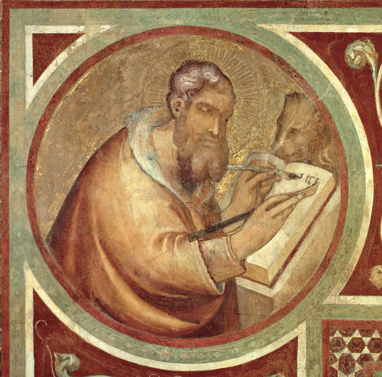 Maesta: Aslanlı Aziz Mark, çerçeveden detay by Simone Martini