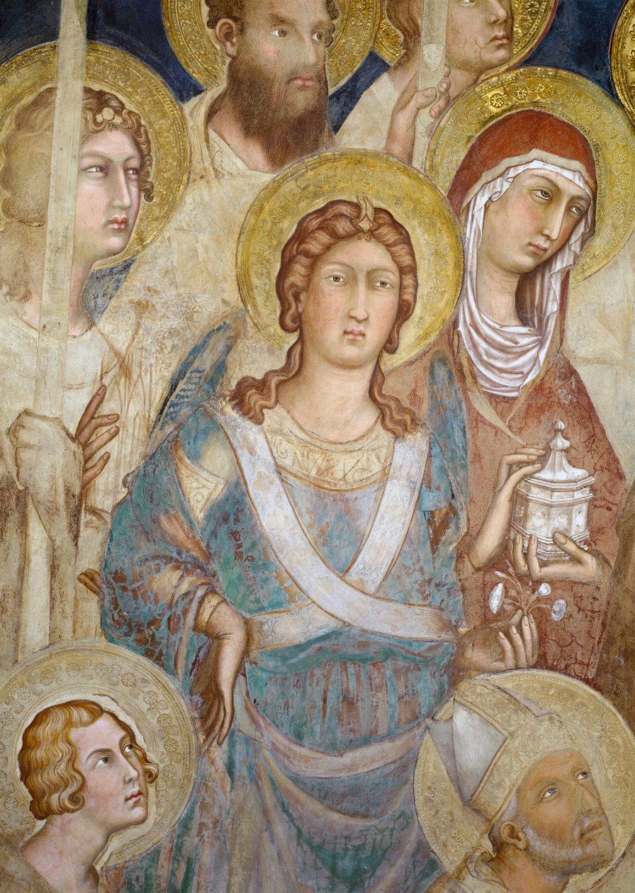 Maesta, St. Michael detayı, 1315 fresk by Simone Martini