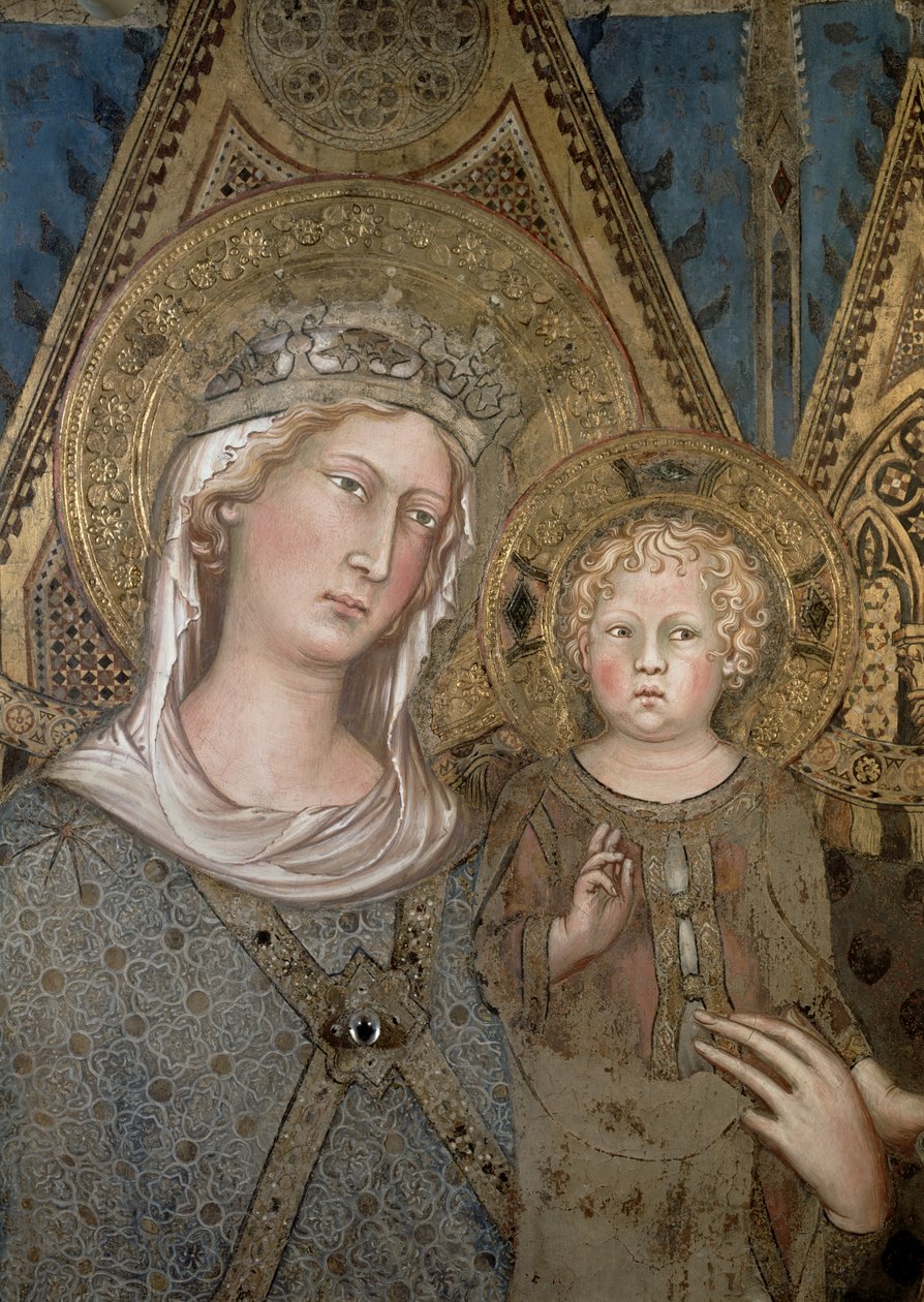 Maesta, Madonna ve Çocuk detayı, 1315 fresk detayı 51591 ve 79367 by Simone Martini