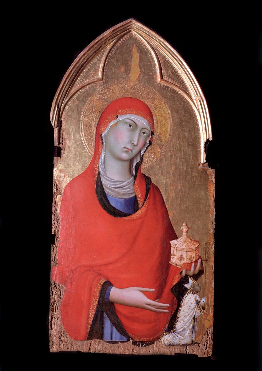 Orvieto poliptych, Mary Magdalene ve donör -Tempera ahşap üzerine, c.1321 by Simone Martini