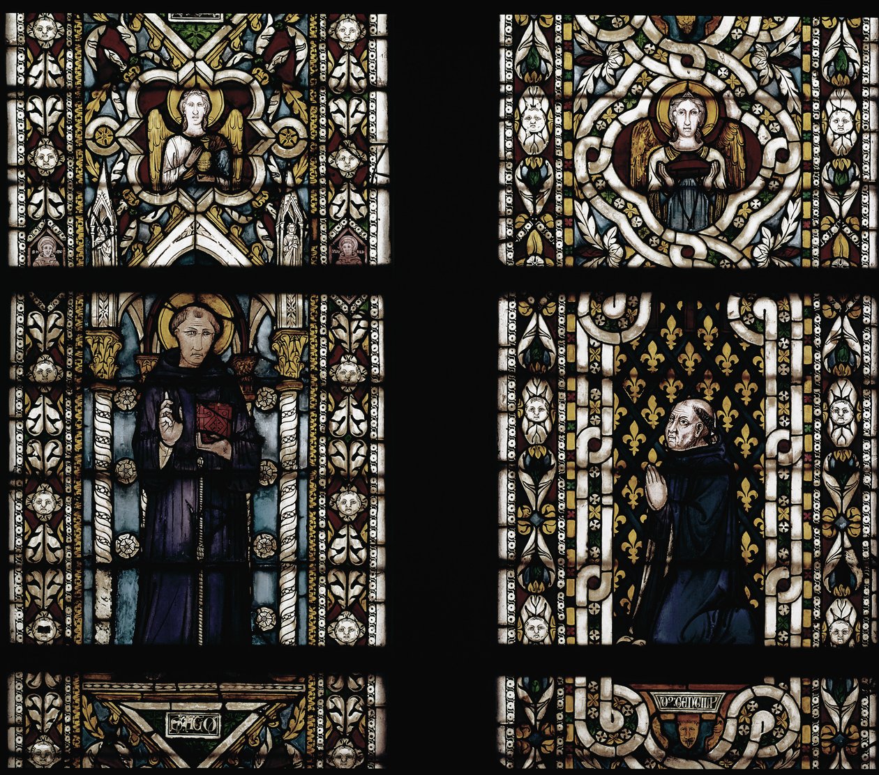 Padualı Aziz Anthony (1195-1231) ve Montefiore Kardinali Gentile (Gentile Partino da Montefiore, Gentilis of Monteflorum, yaklaşık 1240-1312) diz çökmüş (St Anthony of Padua ve Gentile da Montefiore) - Simone Martini (yak. 1284-1344), cm. 57 by Simone Martini