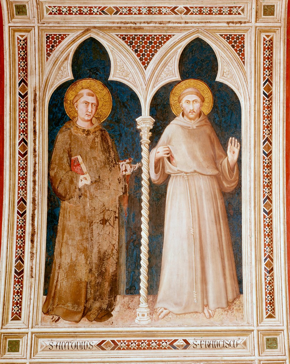 Padua Aziz Anthony ve Assisi Aziz Francis Fresk, Simone Martini (yaklaşık 1284-1344) Dim 215x185 cm Assisi, Basilica di San Francesco, Aşağı Kilise İtalya by Simone Martini