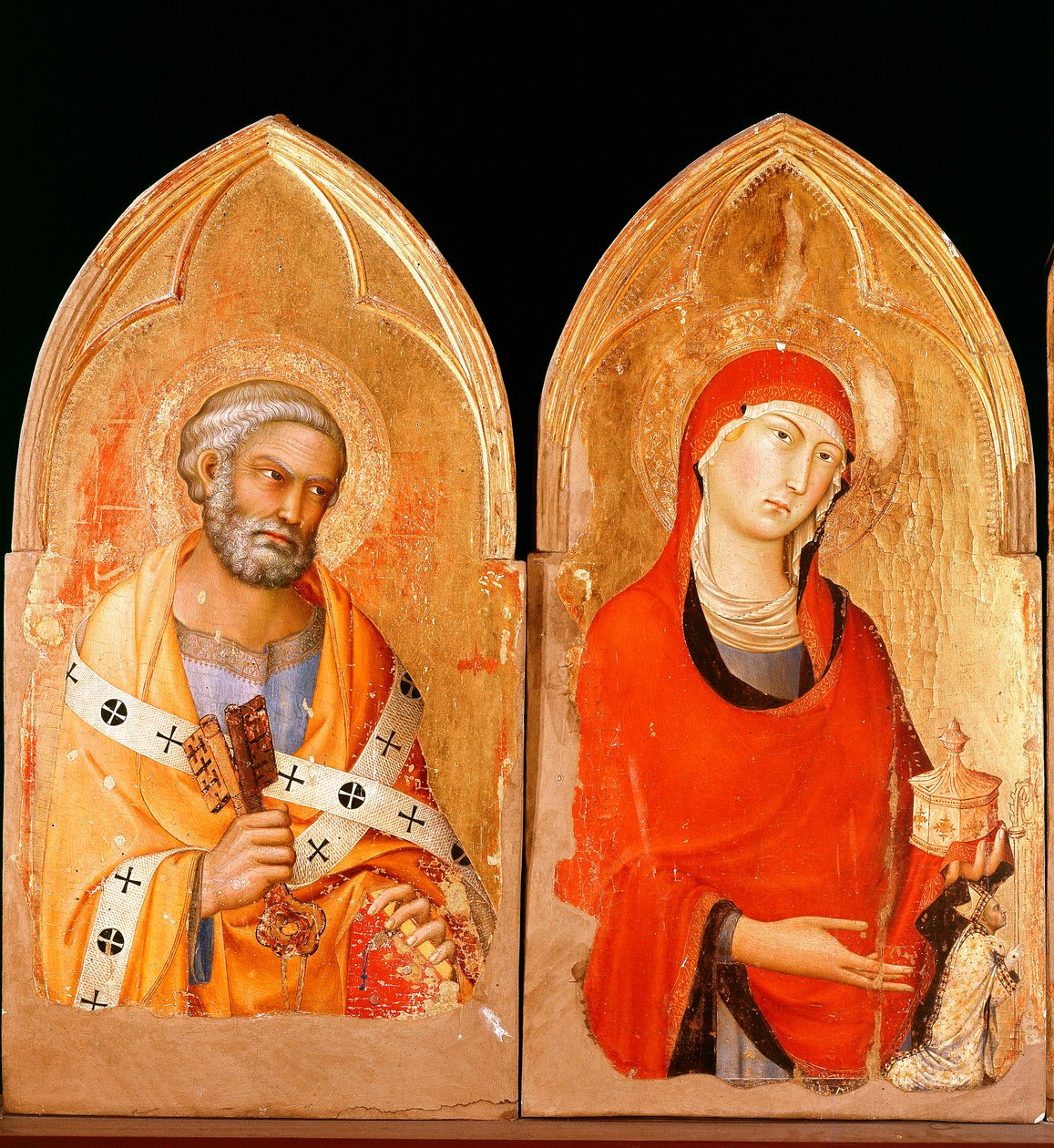 Aziz Peter ve Aziz Mary Magdalene. Orvieto Polyptych (panelde tempera ve altın by Simone Martini