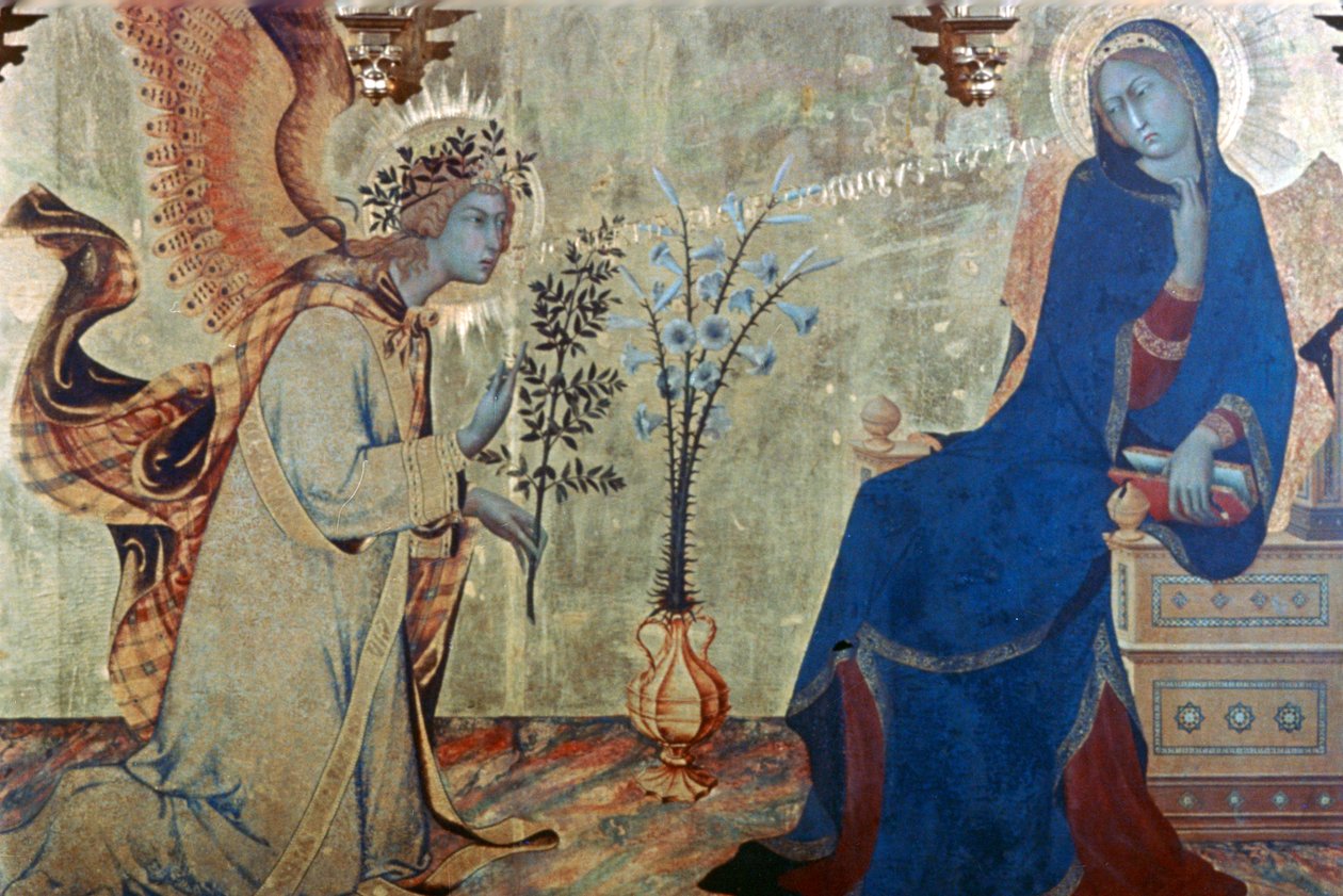 Müjde ve İki Aziz, detay, 1333 by Simone Martini