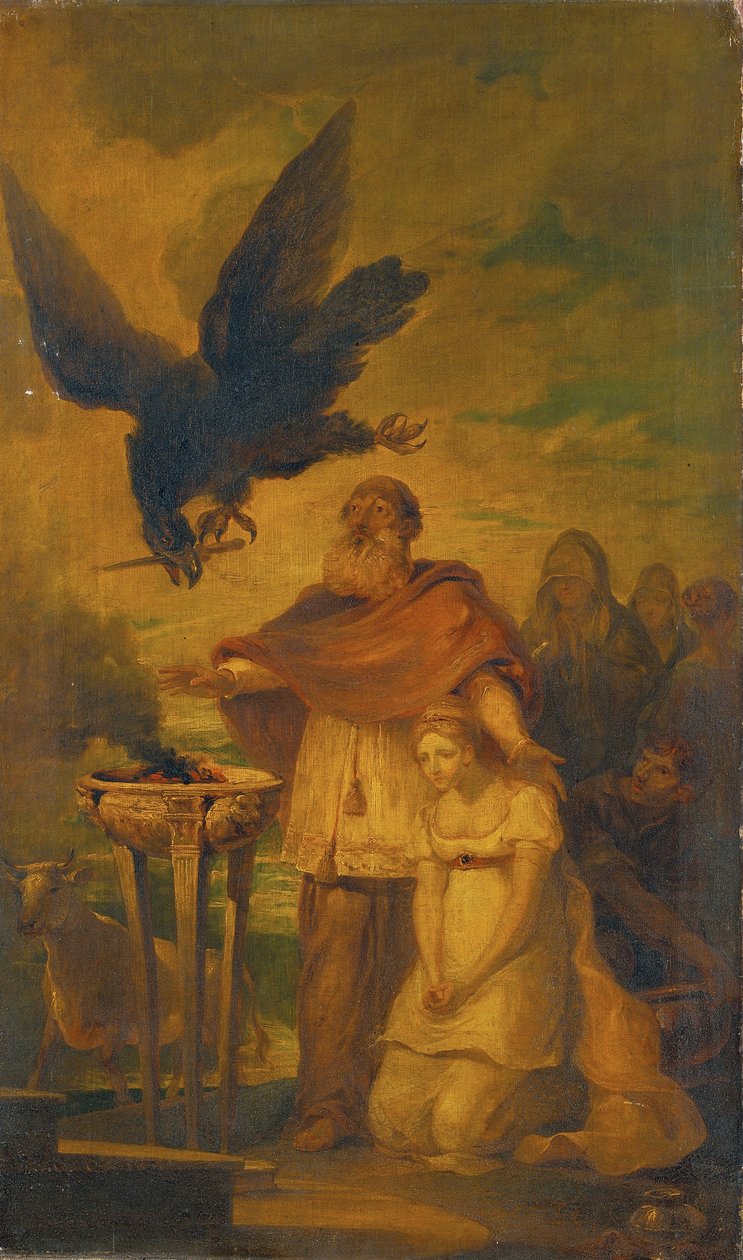 Helena kurban edilmek üzere sunağın önüne getirildi by Sir Peter Francis Bourgeois