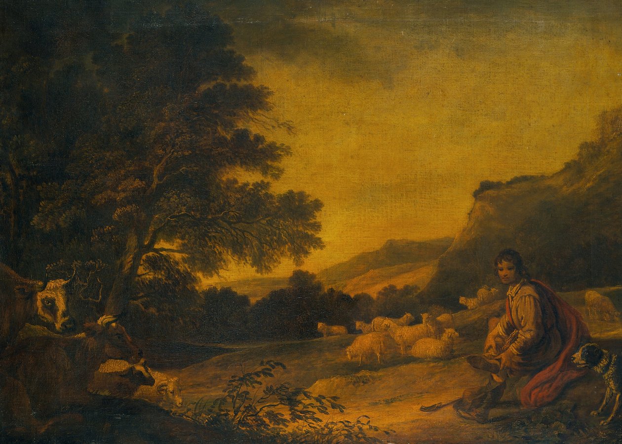 Sığırlı Peyzaj (Sürüsünde Genç Bir Çoban) by Sir Peter Francis Bourgeois