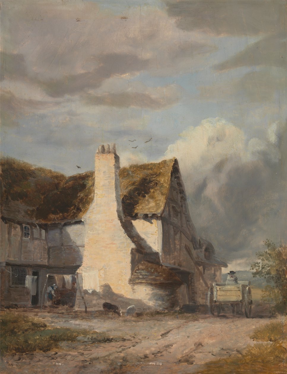Kır yolu kenarında kır evi by Sir Augustus Wall Callcott