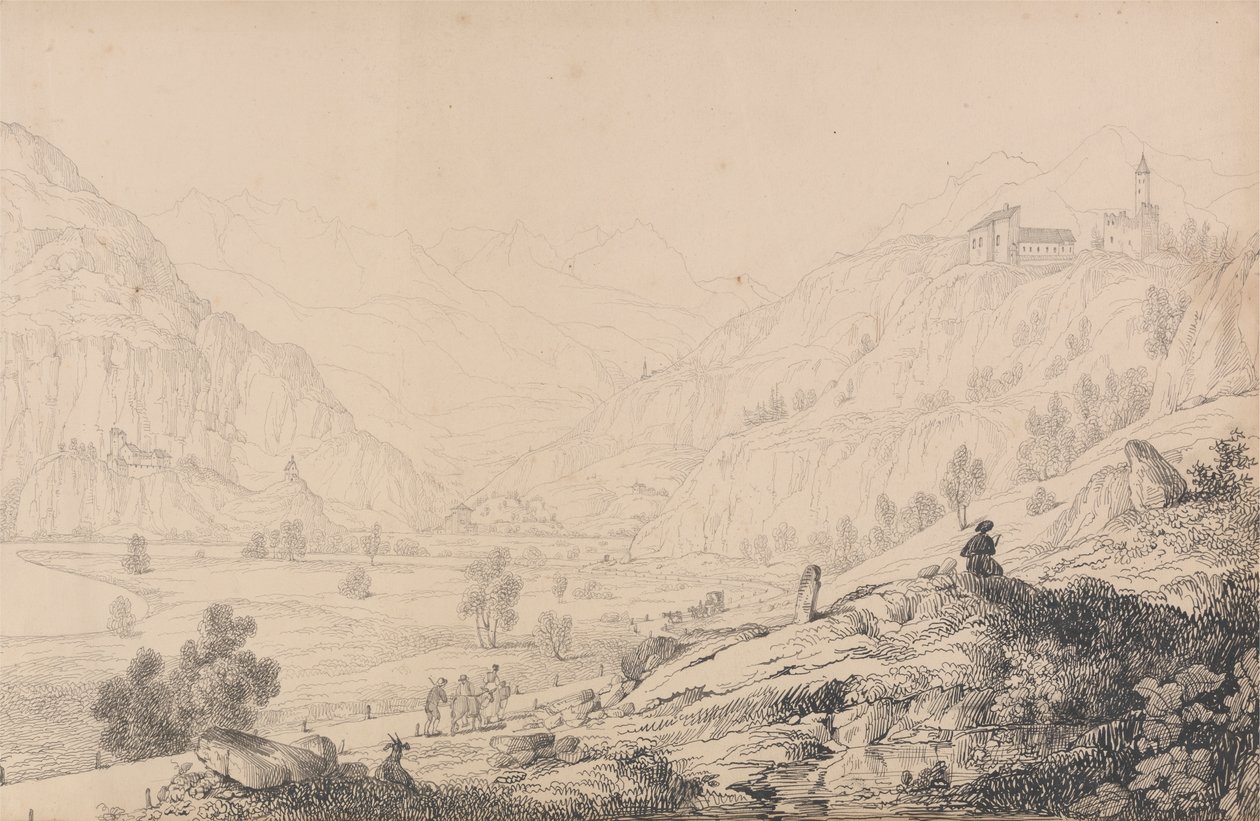 Tirol ve İtalya'da 30 Görünümden oluşan Albüm: Brenner'den birkaç mil uzakta Wafenstein [?], Sprechenstein ve Reifenstein Kaleleri, 27 Ekim 1840 by Sir Charles D