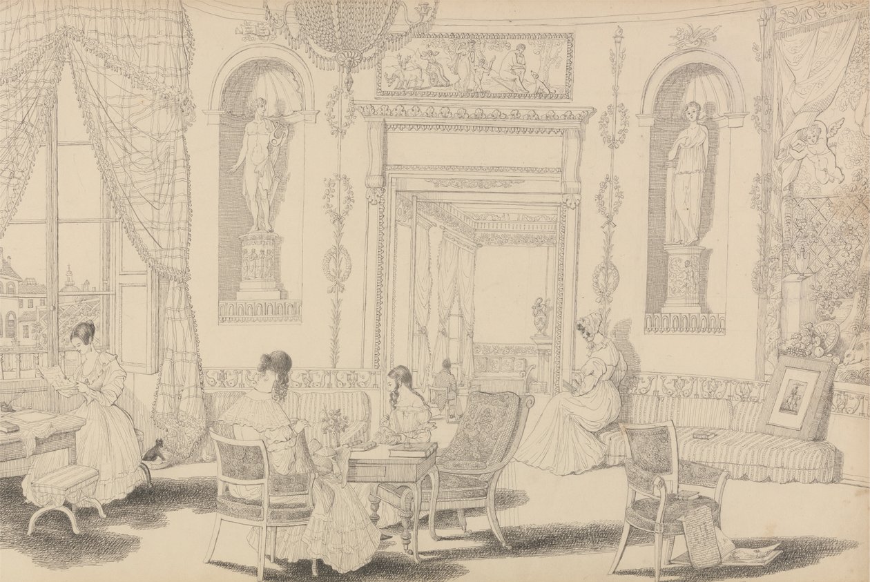 Tirol ve İtalya'da 30 Görünümden oluşan Albüm: Casino Pecori'deki Dairesel Boudoir 10 Ekim 1841 by Sir Charles D