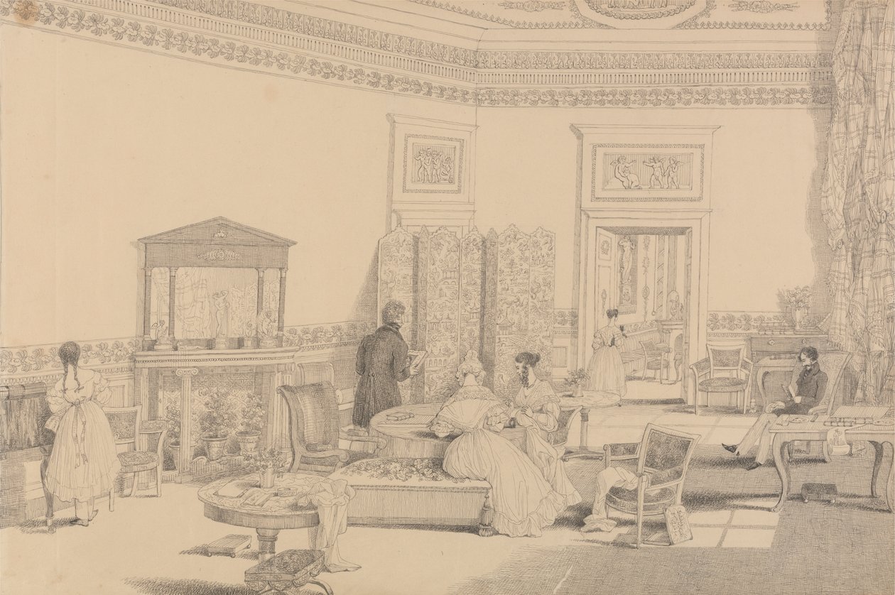 Tirol ve İtalya'da 30 Görüntüden Oluşan Albüm: Salon, Casino Pecori 12 Ekim 1841 by Sir Charles D