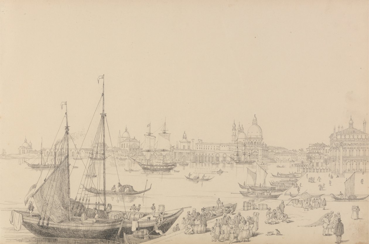 Tirol ve İtalya'da 30 Görüntüden Oluşan Albüm: Riva degli Schiavoni'deki Daniele's Hotel'den Görünüm 8 Kasım 1840 by Sir Charles D