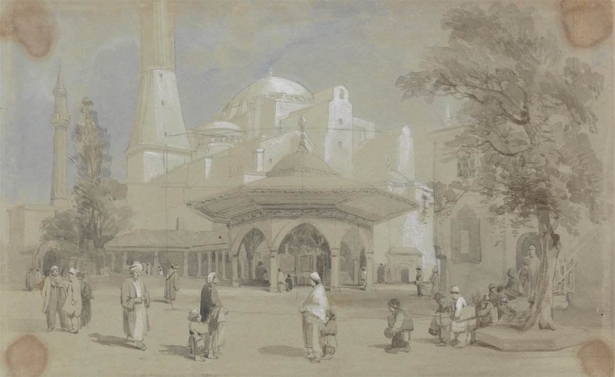 Ayasofya Camii ve Şadırvan Çeşmesi'nin görünümü, İstanbul by Sir Charles DOyly