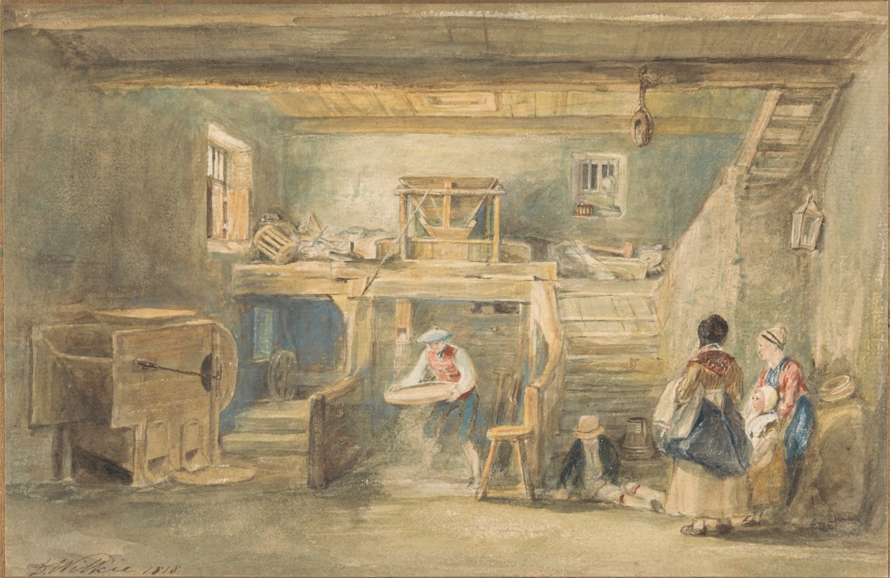 Mısır Eleyen Bir Adamla Pitlessie Mill'in İçi by Sir David Wilkie