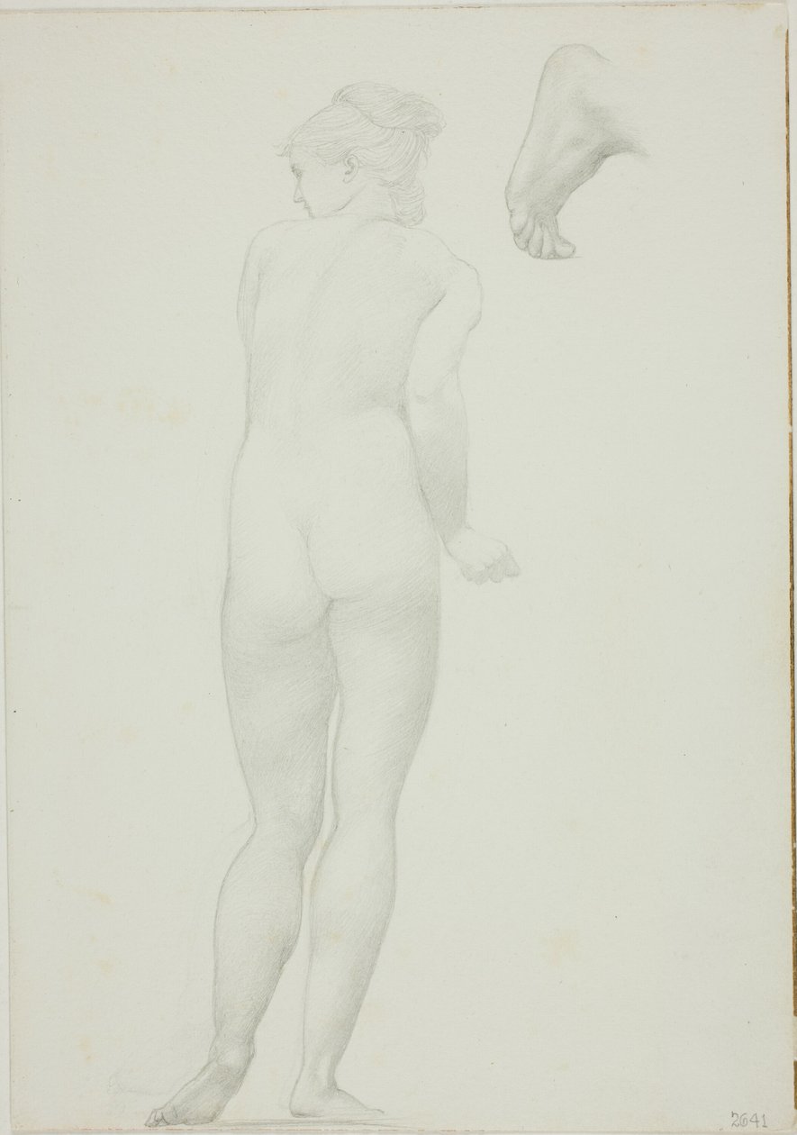 Ayakta Çıplak Kadının Arka Görünümü ve Bir Ayak Çizimi by Sir Edward Burne Jones
