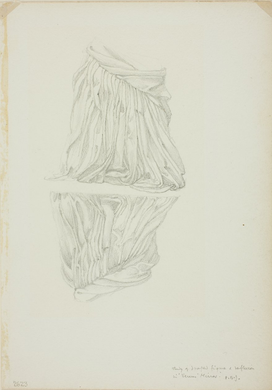 Draped Figür ve Yansıma, Mirror of Venus için çalışma by Sir Edward Burne Jones
