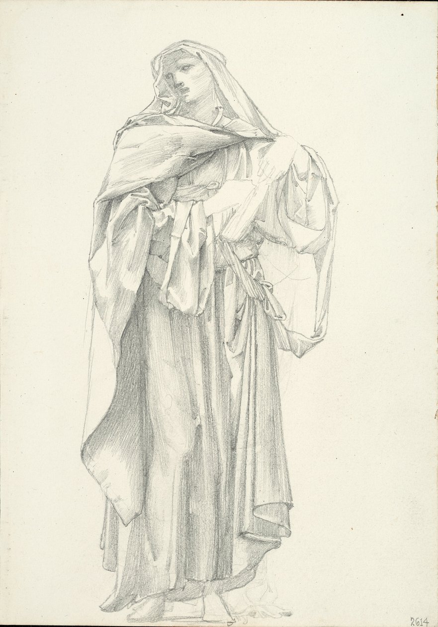 Drapeli Erkek Figürü (eskiz defteri #2614) by Sir Edward Burne Jones
