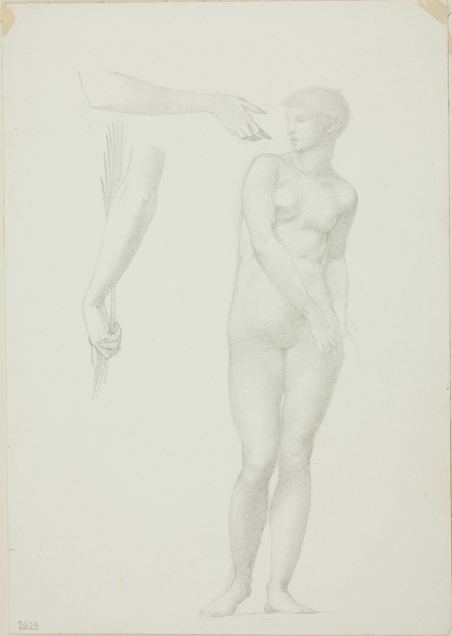 Çıplak Kadın Ayakta ve Silah Eskizleri by Sir Edward Burne Jones
