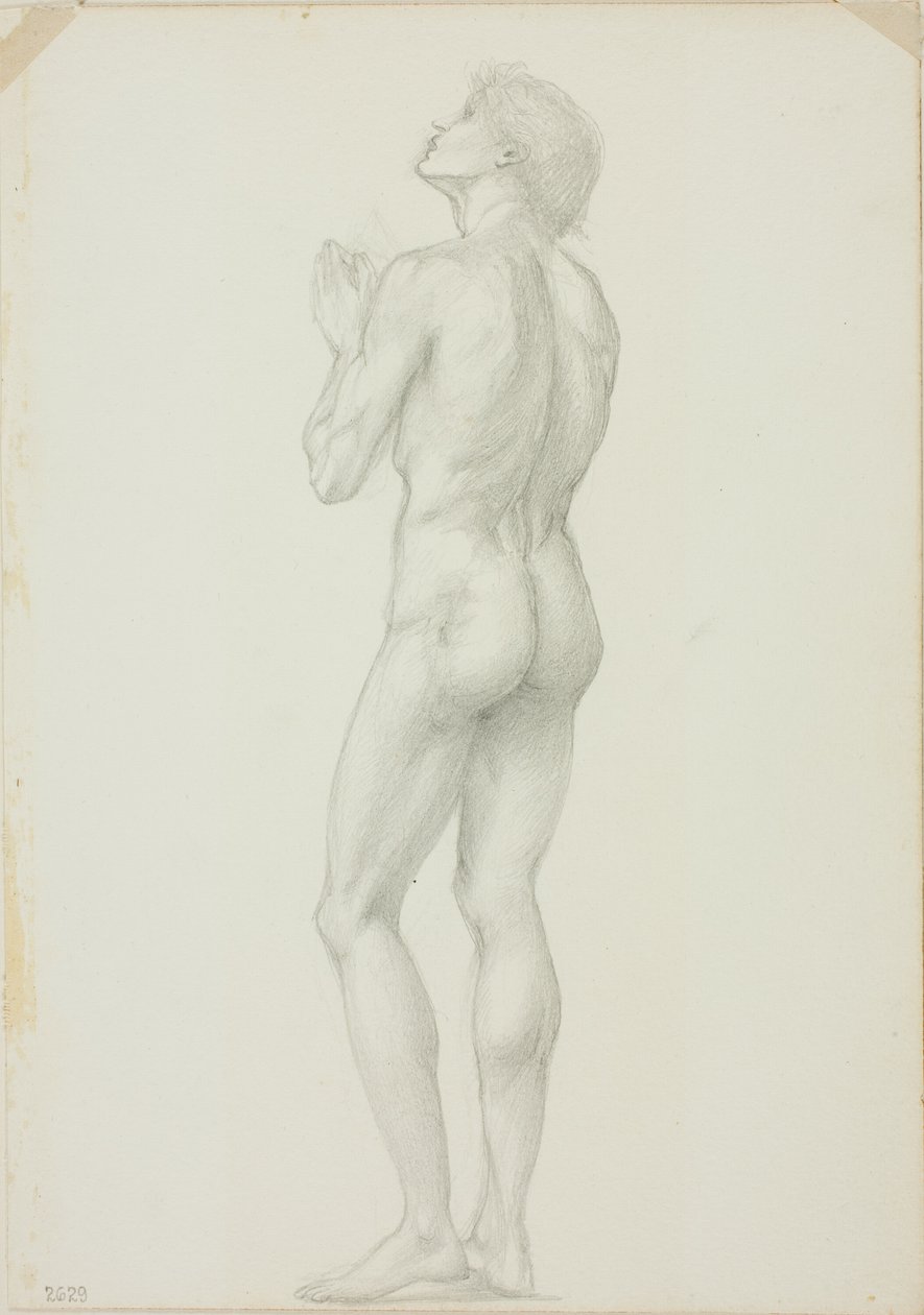Ayakta Çıplak Erkek Elleri Duada Kıvrılmış by Sir Edward Burne Jones