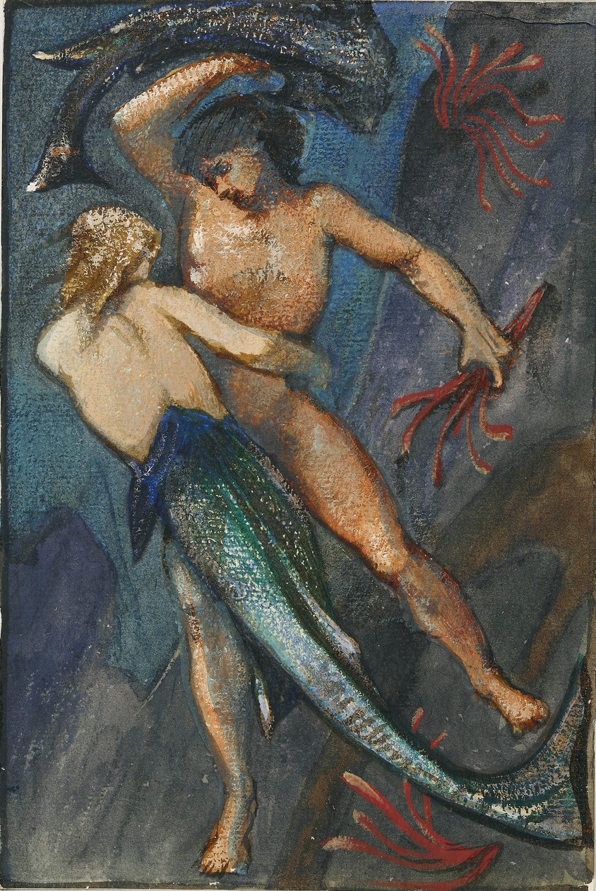 Kırk sekiz çizimlik Albümden deniz kızı ve adam, c1853-1898 by Sir Edward Coley Burne Jones