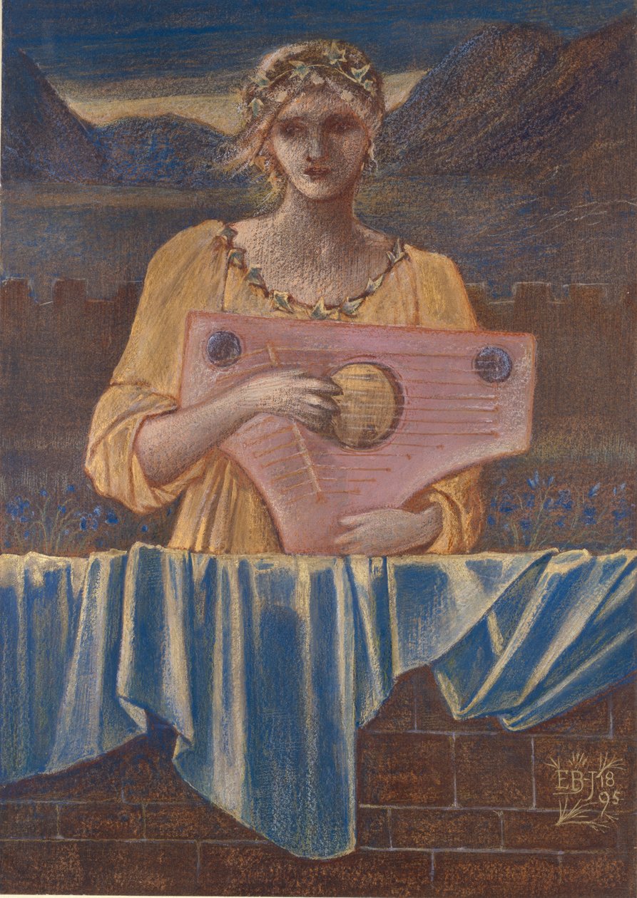 Müzik Enstrümanlı Bir Kadının İncelenmesi, 1895 by Sir Edward Coley Burne Jones