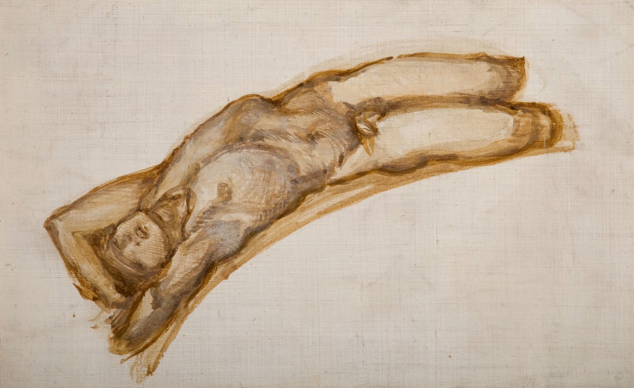 Çarkıfelek - Erkek Çıplak - Bir Kölenin Çıplak Çalışması, 1882. by Sir Edward Coley Burne Jones