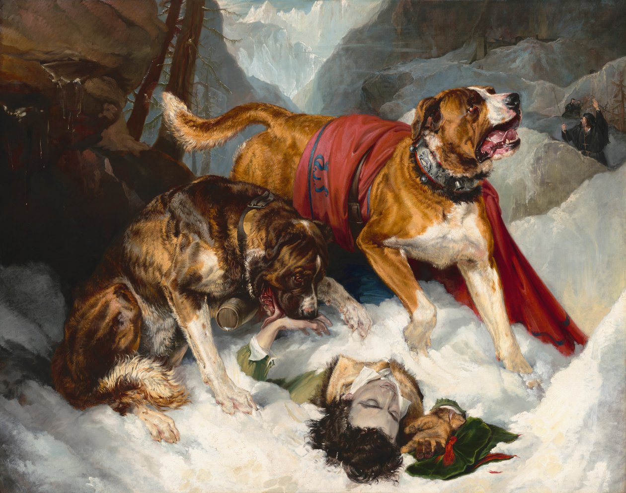 Alp Mastiffleri Sıkıntılı Bir Yolcuyu Canlandırıyor by Sir Edwin Landseer
