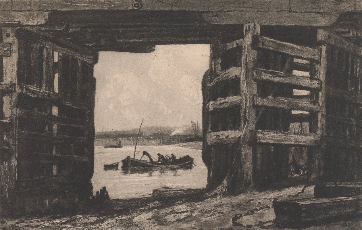Bir Açıklık Eski Battersea Köprüsü by Sir Frank Short