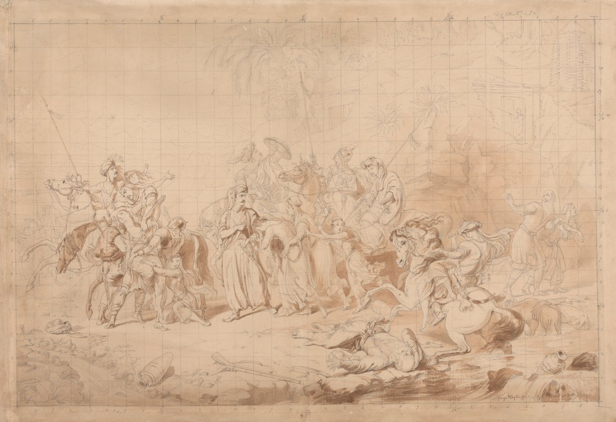 Kürdistan Eşkıyası Gürcülere Çerkez Kadınları Şaşırtıp Kaçırmada Yardım Ediyor by Sir George Hayter