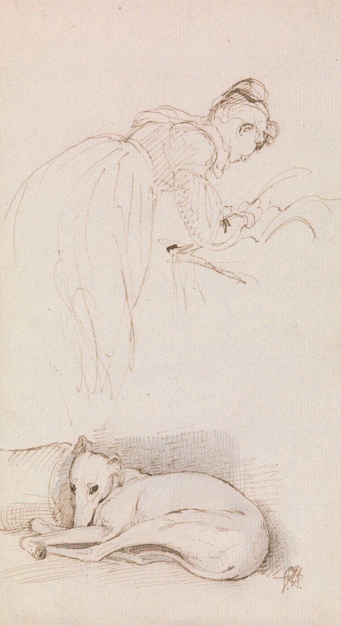 Kadın ve Tazı Çalışmaları by Sir George Hayter