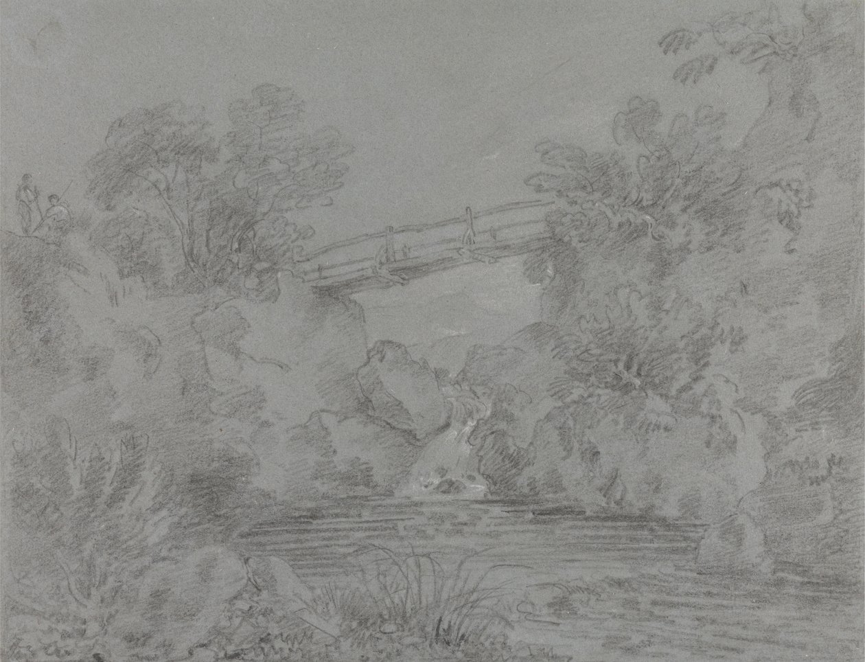 Llanrwst'te Havuz Üzerindeki Köprü by Sir George Howland Beaumont seventh Baronet